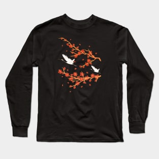 Japanese Cranes - VIntage Oriental Long Sleeve T-Shirt